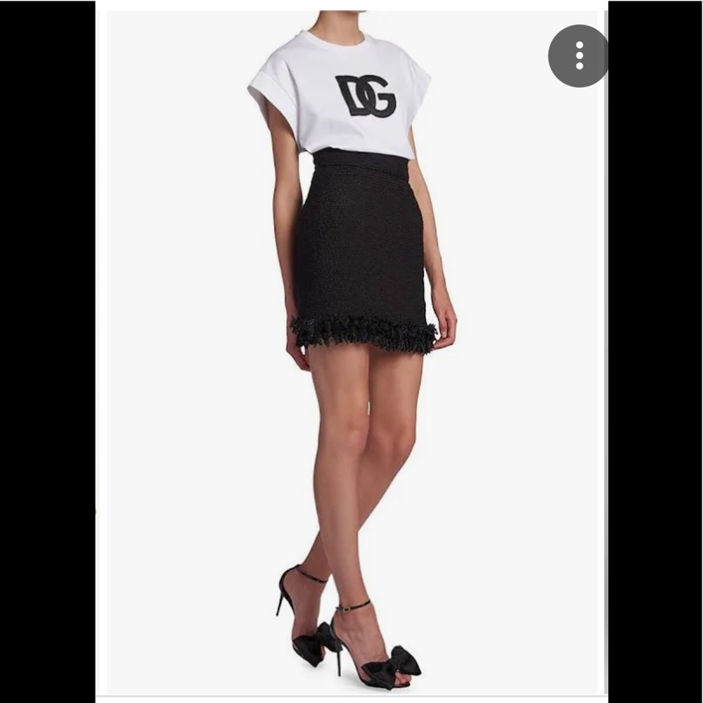DOLCE&GABBANA Fringe High Waist Bouclé Miniskirt